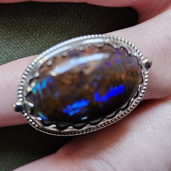 Boulder Opal Ring, Sterling Silver - Picture 4 of 6